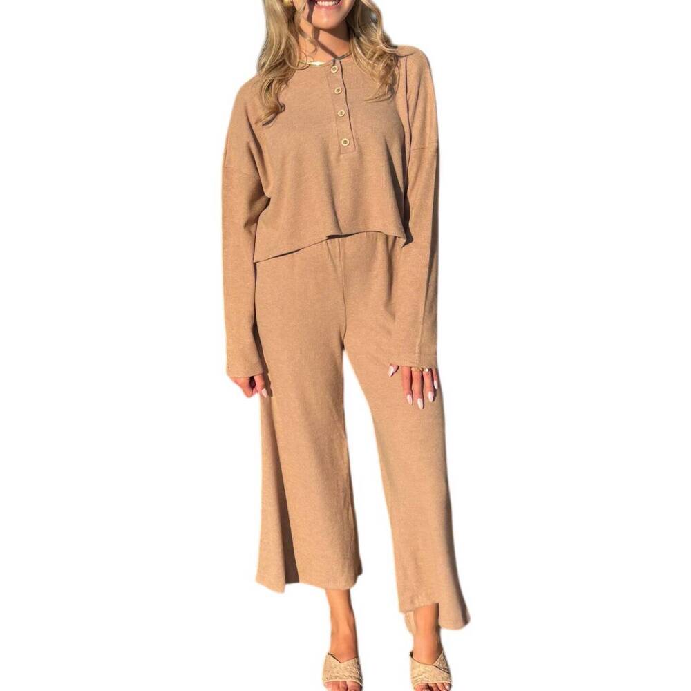 NEW CES FEMME ava long sleeve top and pants set in mocha